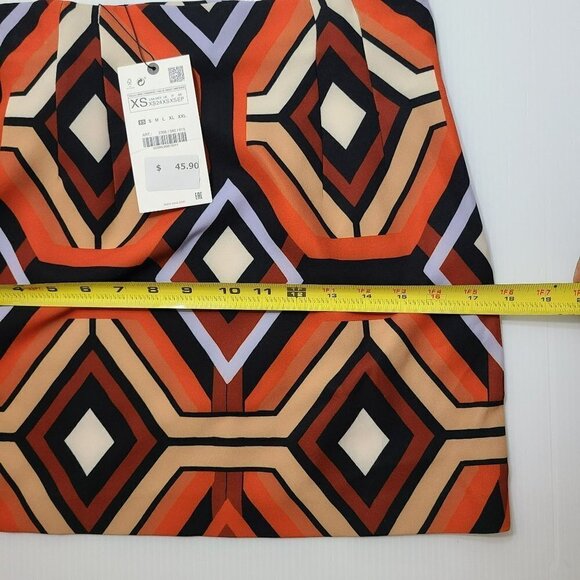 ZARA HIGH-WAIST PRINTED SKIRT ORANGE | 2396/066 SIZE M - Picture 5 of 14